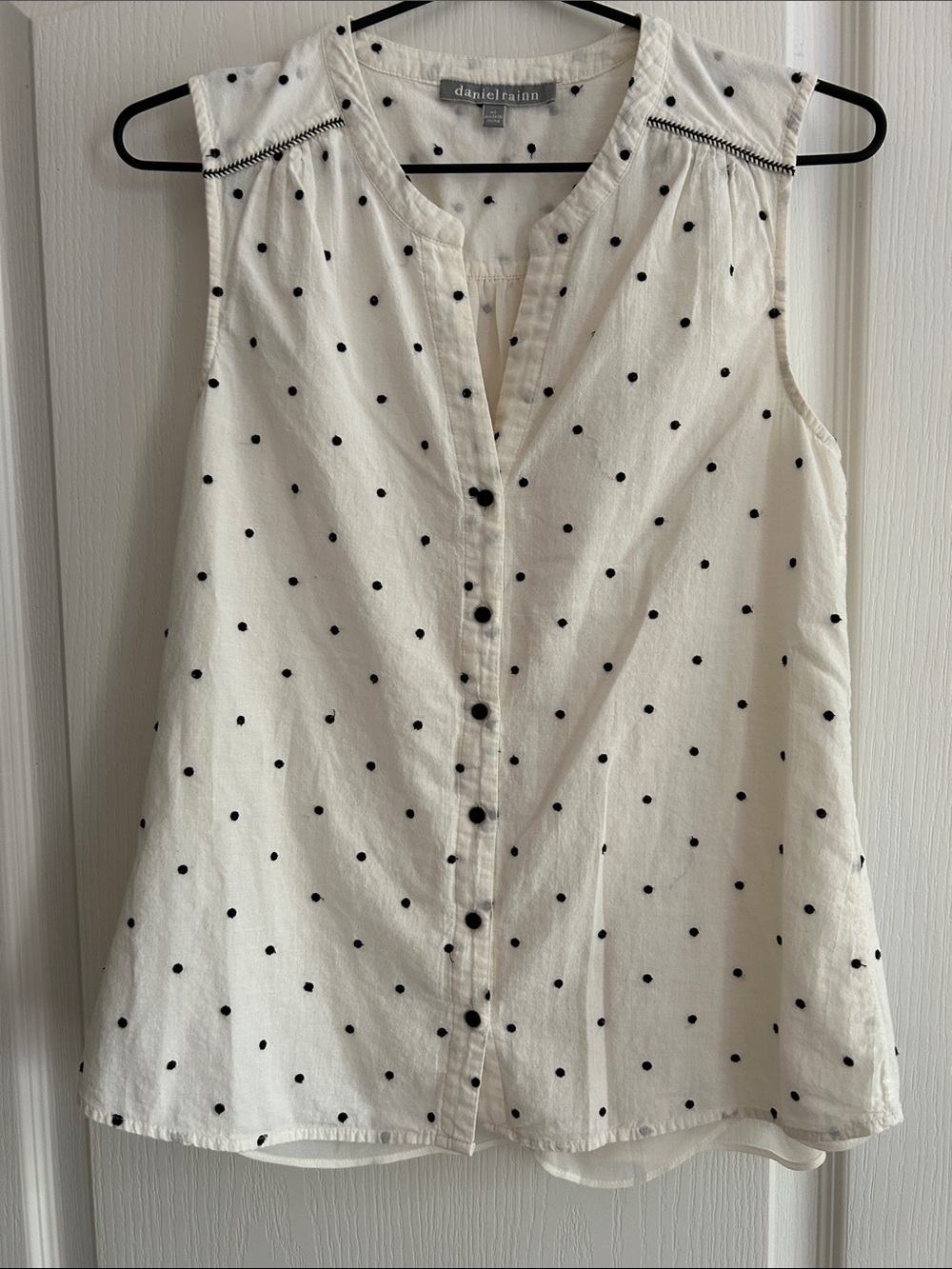 Daniel Rainn Tank Blouse Cream Black Dots XS